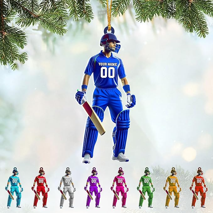 Personalized Cricket Christmas Ornament 2025, Custom Cricket Bat Ornament N22
