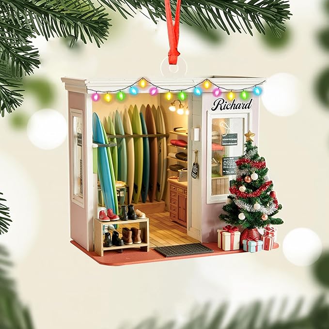 Personalized Surfboard Christmas Ornament - Surfing Tree Decoration Gift for Surfers LL20