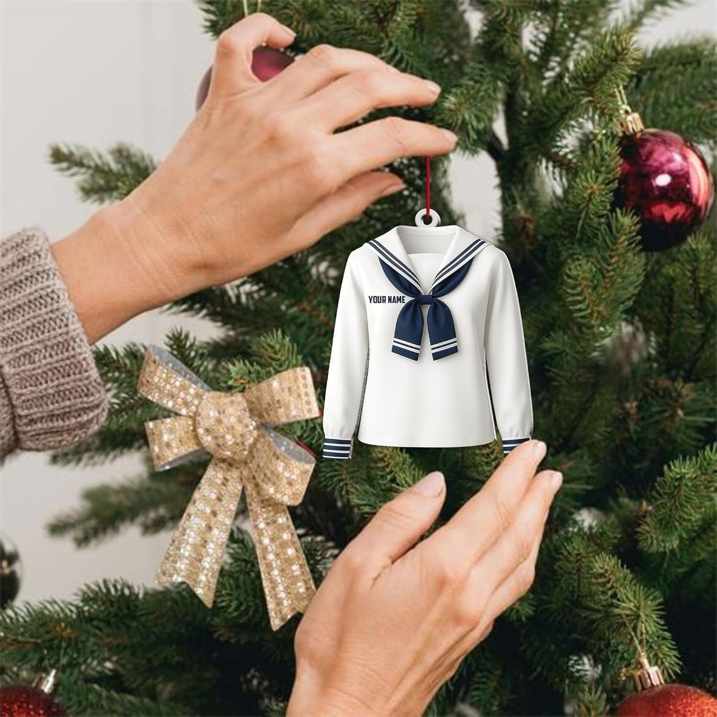 Personalized Sailor Ornament – Custom Captain Sailor Acrylic Ornament, Unique Sailing Glass Keepsake, Navy Captain Holiday Gift for Sailors TS18