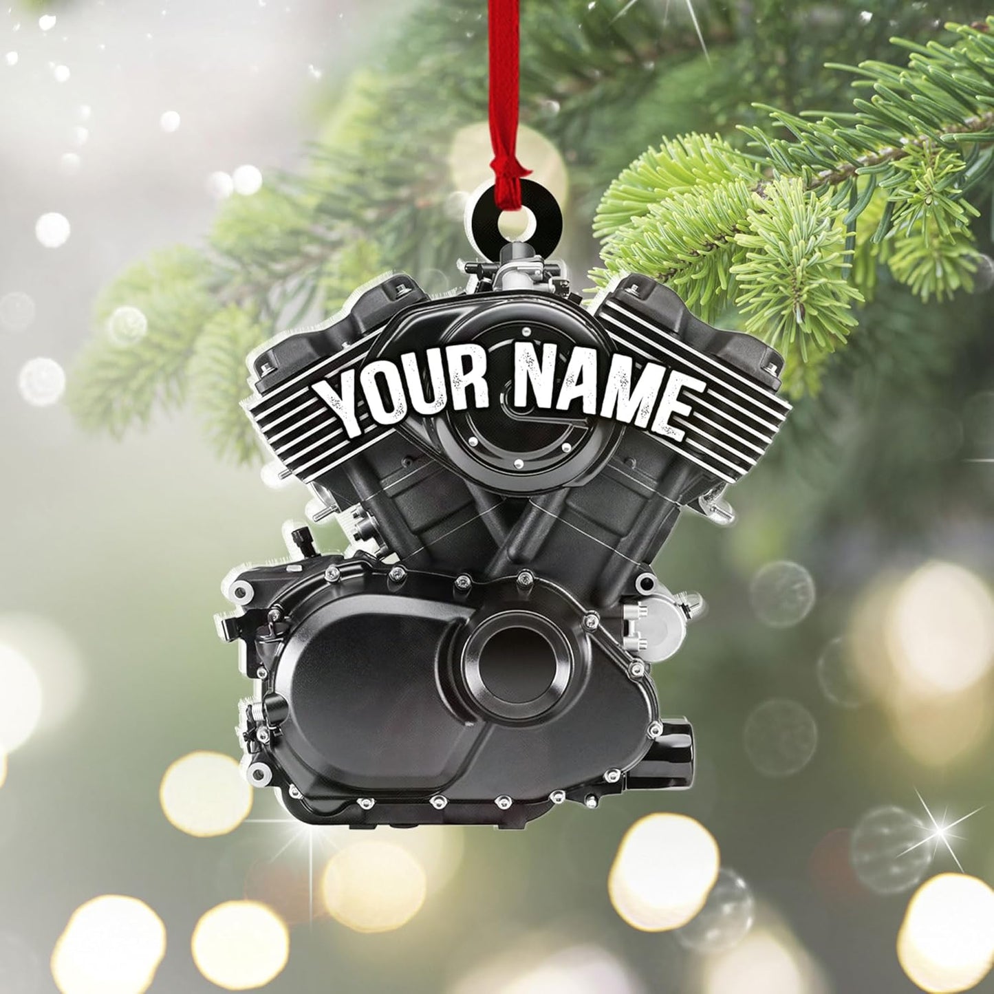 Custom Drag Racer Ornament – Personalized Acrylic Engine Design, Power Tool Themed Christmas Gift TDR8
