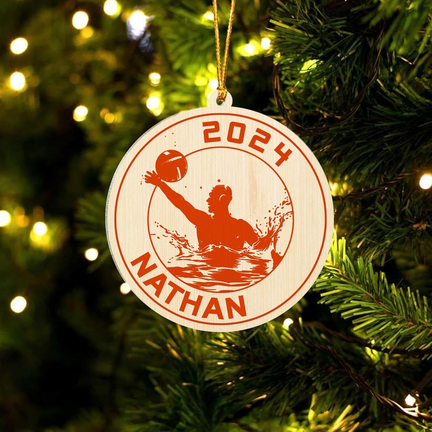 Personalized Water Polo Christmas Ornament – Custom Name Water Polo Ball Acrylic Ornament, Sport Holiday Tree Decoration TW15