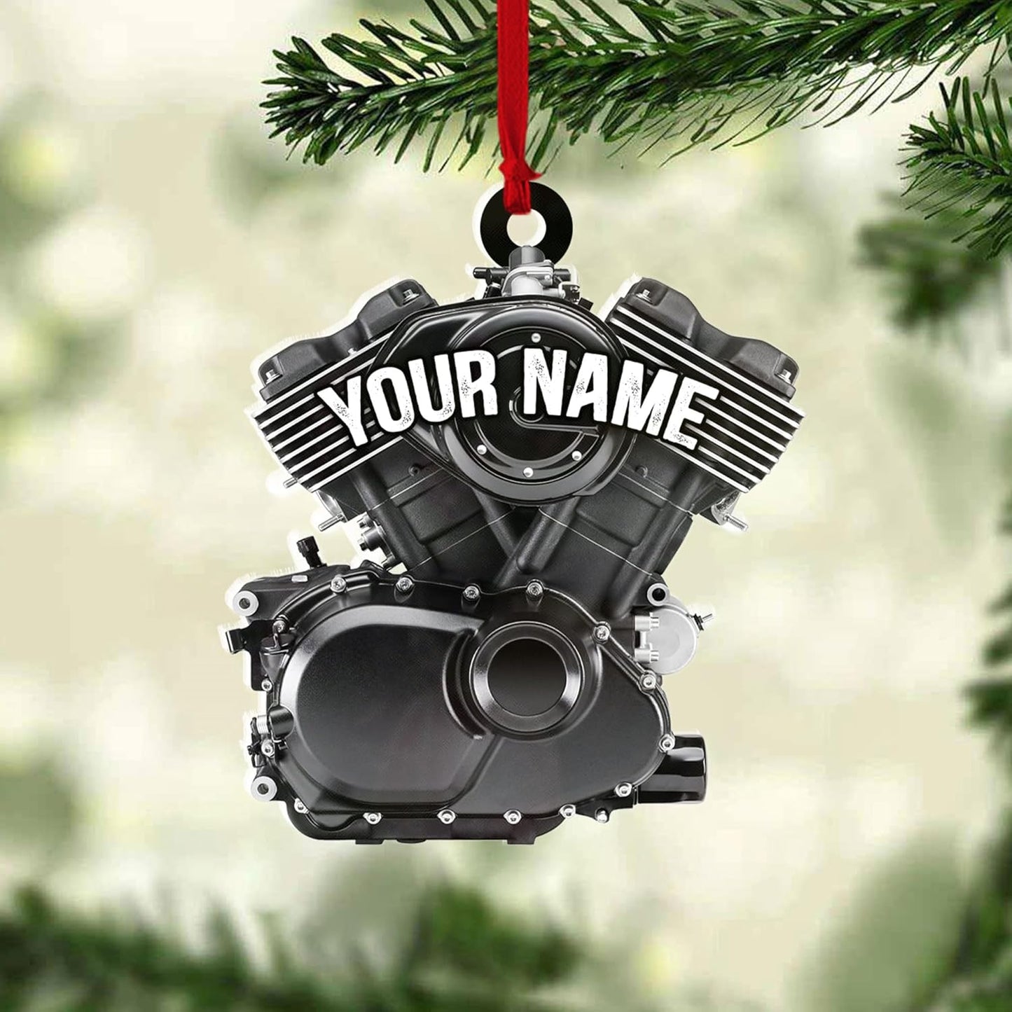 Custom Drag Racer Ornament – Personalized Acrylic Engine Design, Power Tool Themed Christmas Gift TDR8