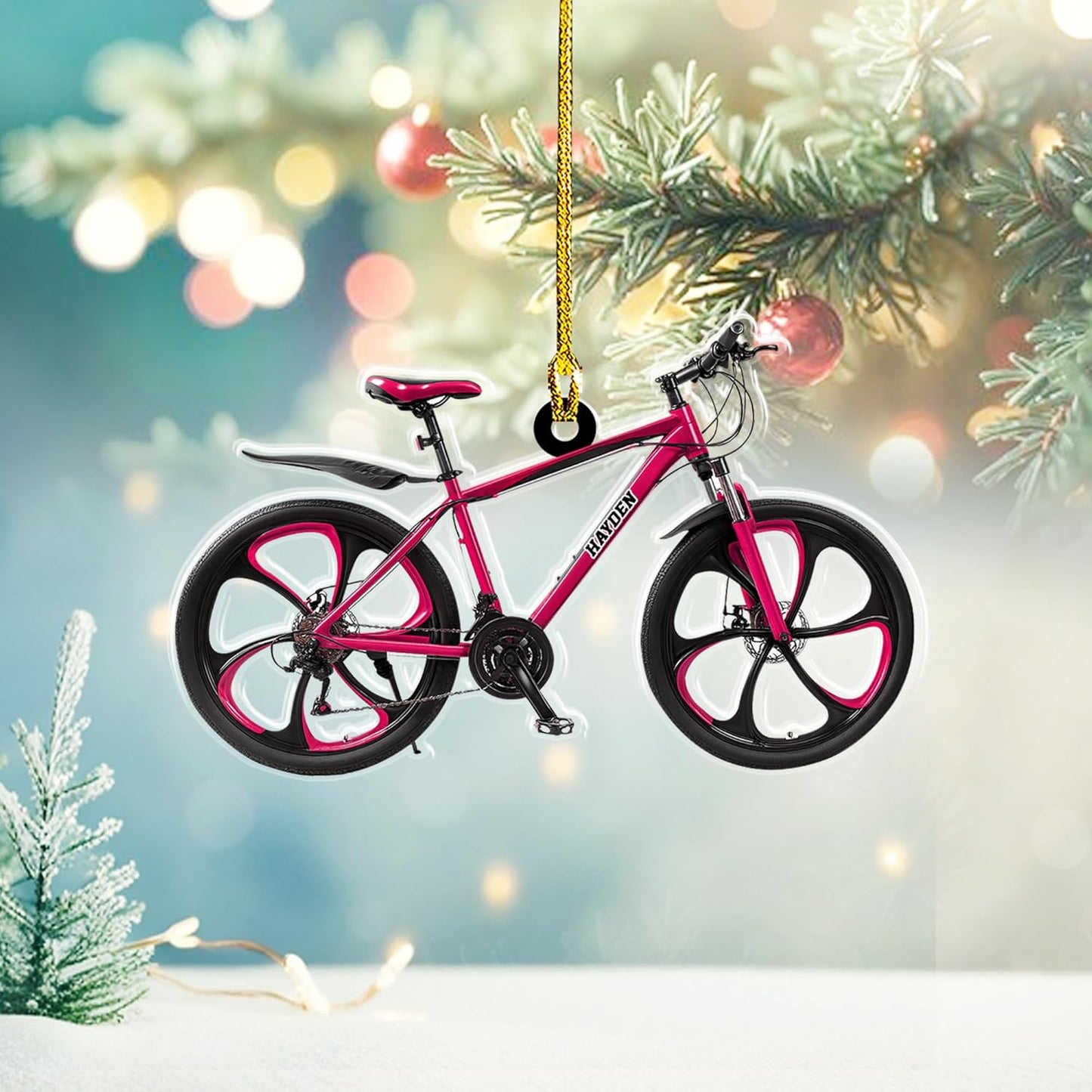 Custom Name Cycling Acrylic Ornament – Personalized Bike Gift, Christmas Tree Keepsake for Cycling Enthusiasts TC37