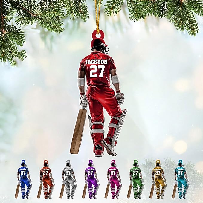 Personalized Cricket Christmas Ornament 2025, Custom Cricket Bat Ornament N19