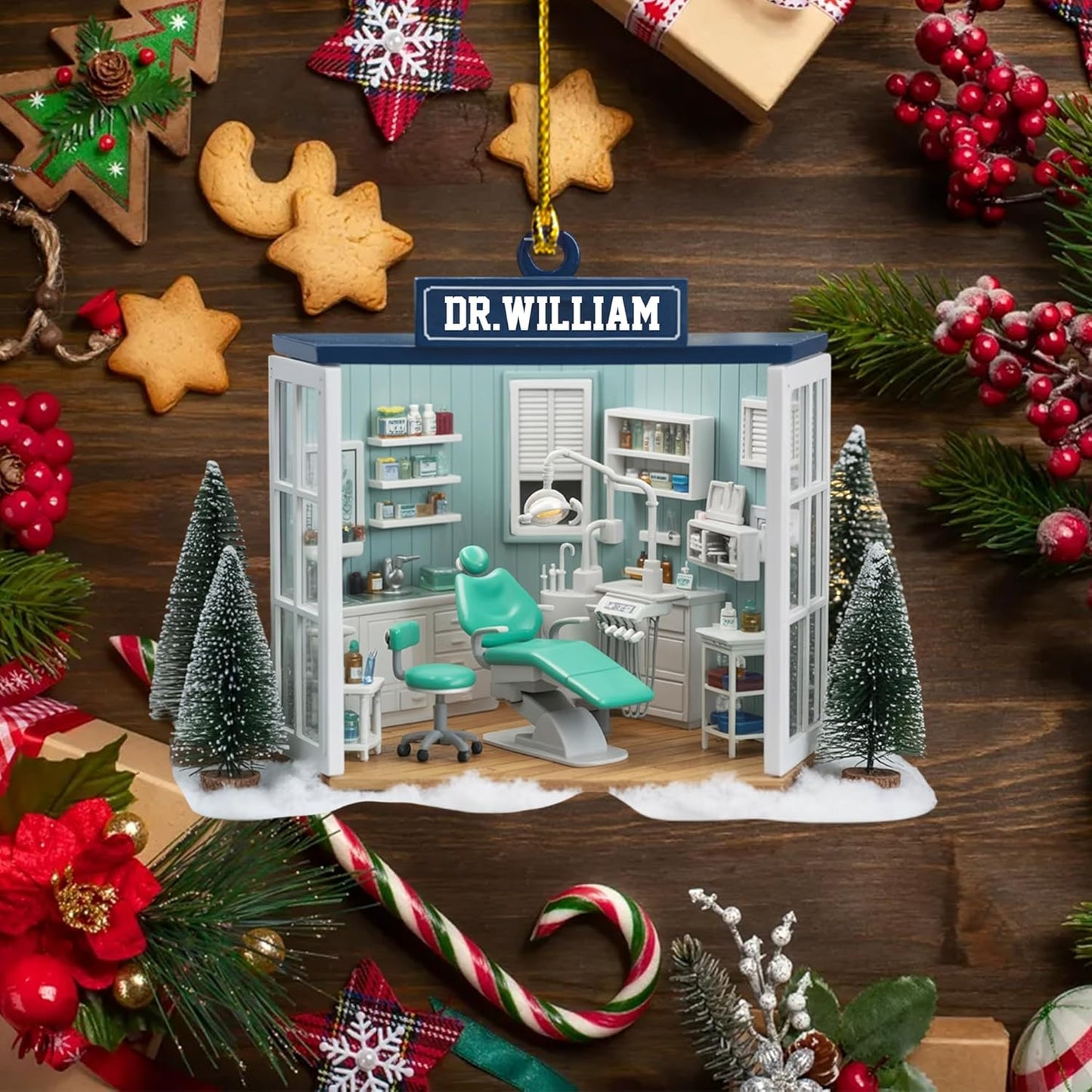 Custom Dentist Office Christmas Ornament Style 2