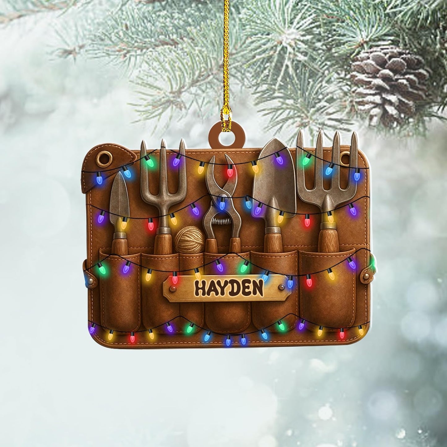 Personalized Gardening Acrylic Ornament – Custom Name Garden Tools Christmas Tree Decoration for Gardeners & Plant Lovers TG6