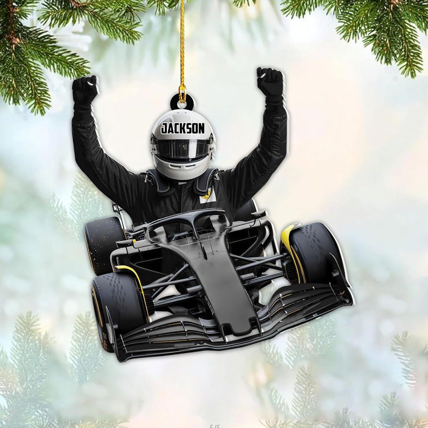 Custom Race Car Christmas Ornament – Personalized Acrylic Racing Car Decoration, Motorsport Gift for Drivers TR9