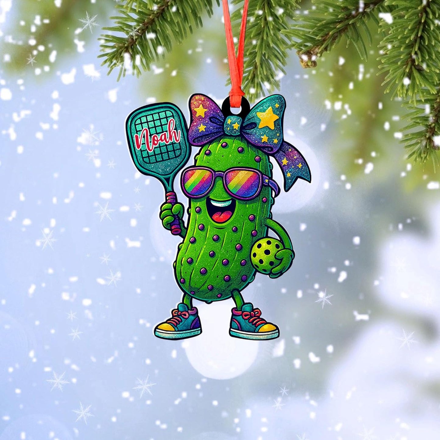 Custom Name Pickleball Ornament – Funny Pickleball Christmas Ornament