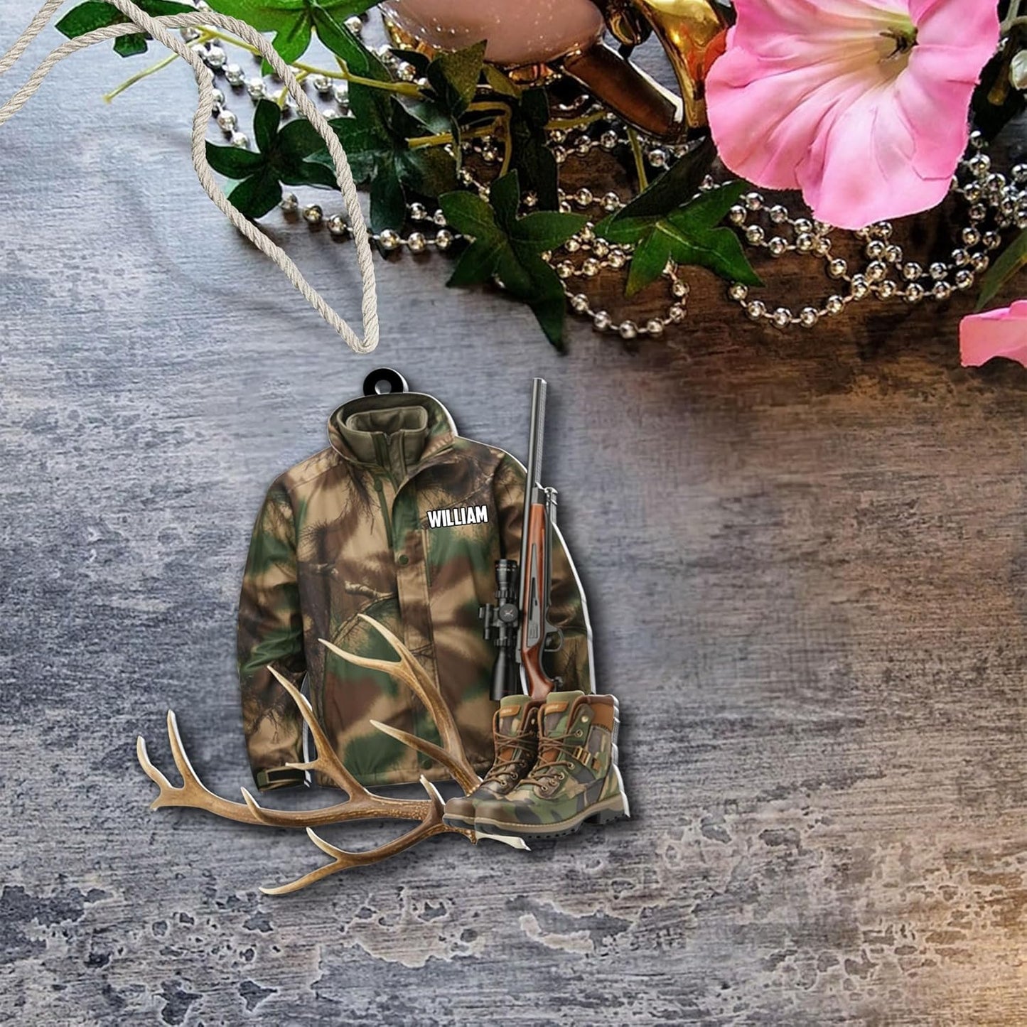 Personalized Hunting Ornament, Hunter Christmas Acrylic Ornament 2025 T10