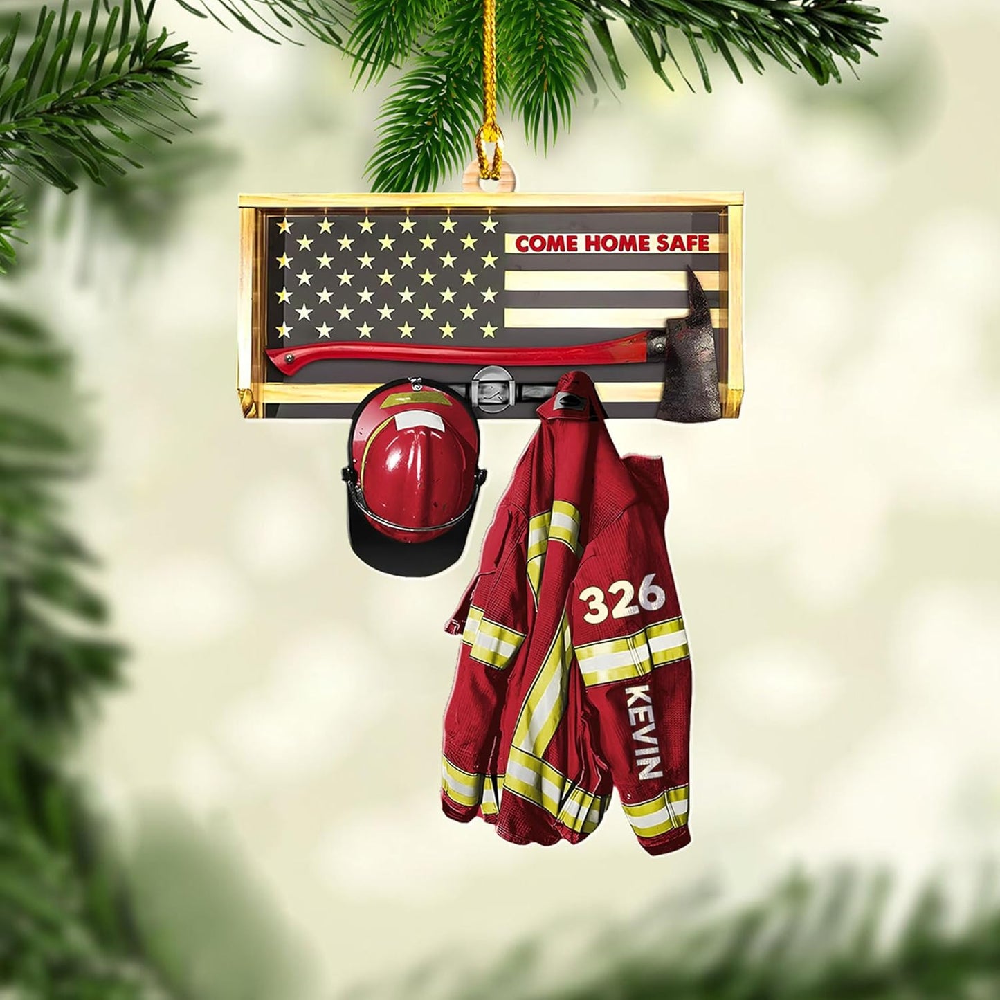 Personalized Firefighter Uniform Christmas Ornament Style 14