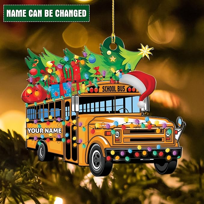 Personalized School Bus Ornament - Bus Driver Christmas Gift L8