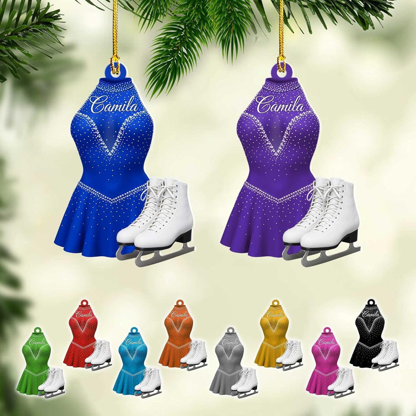 Personalized Ice Skating Christmas Ornament N02