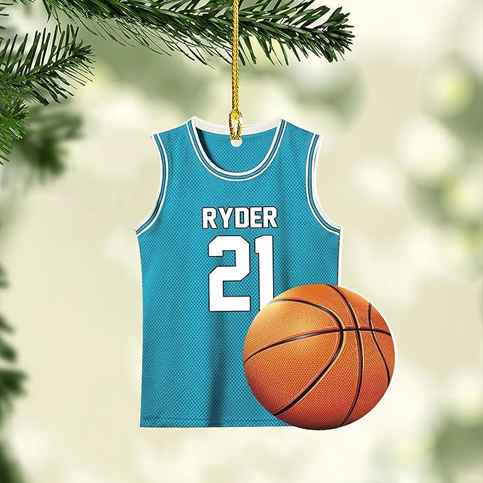 Personalized Basketball Christmas Ornament – Custom Name Acrylic Ornament, Sports Holiday Decoration, Basketball Player Gift N01