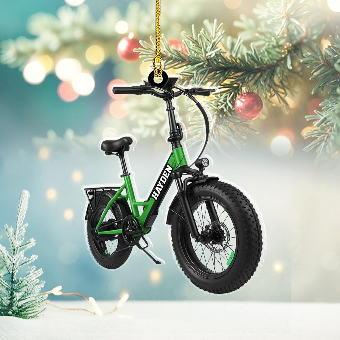 Custom Name Cycling Acrylic Ornament – Personalized Bike Gift, Christmas Tree Keepsake for Cycling Enthusiasts TC38