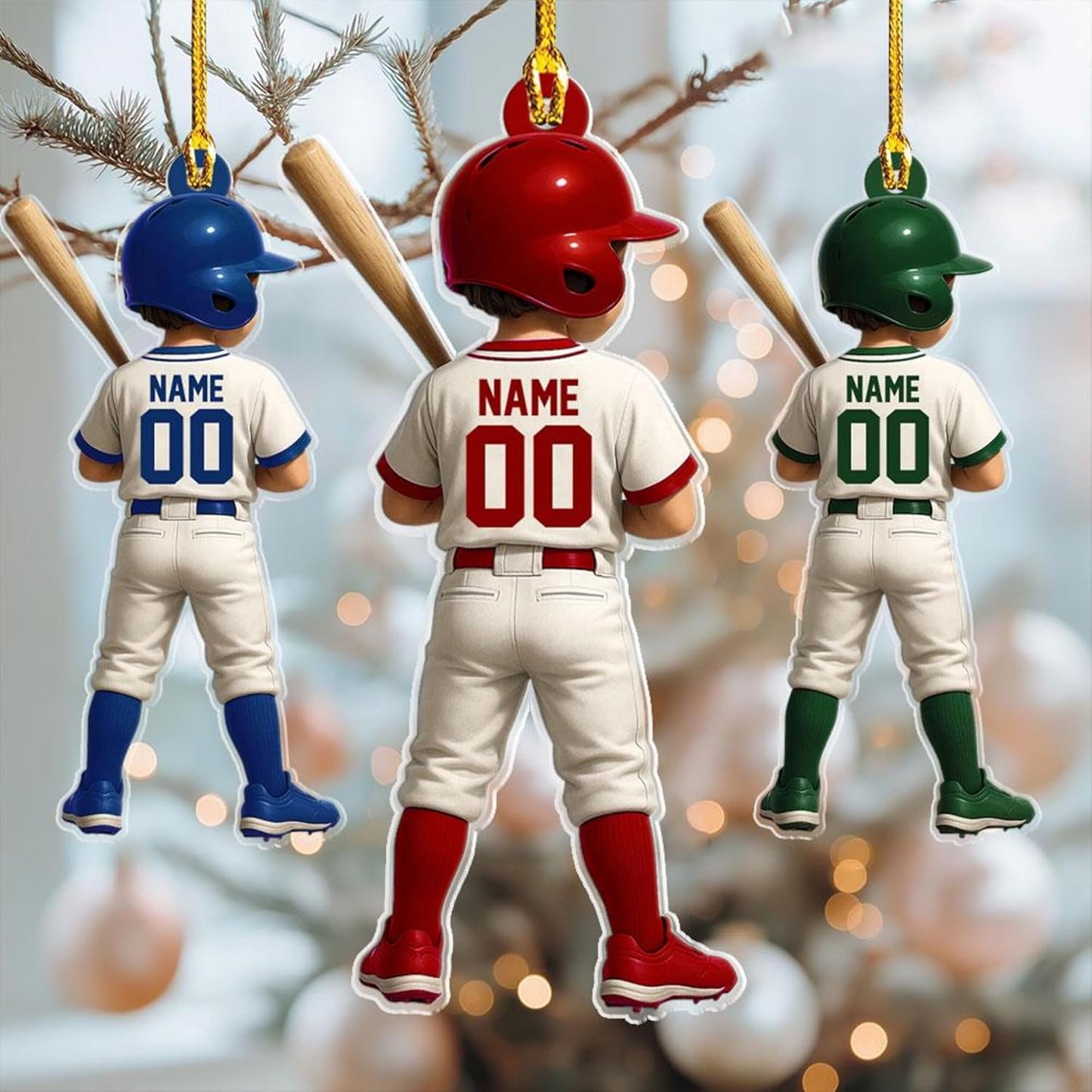 Personalized Baseball Christmas Ornament – Custom Name Acrylic Ornament, Sports Holiday Decoration, Baseball Player Gift TH27