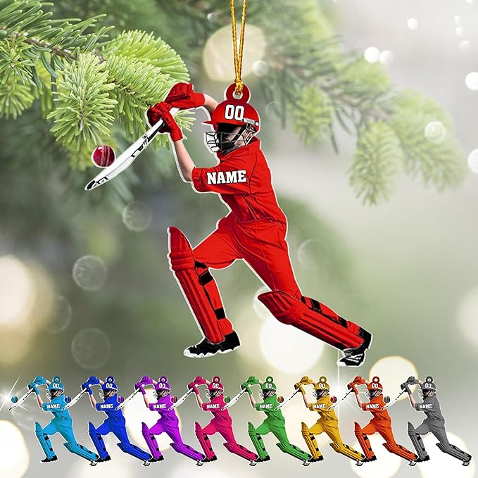 Personalized Cricket Christmas Ornament 2025, Custom Cricket Bat Ornament N13