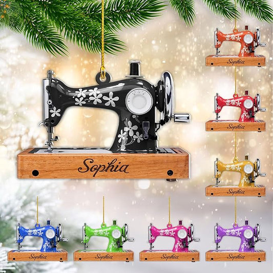 Personalized Sewing Machine Ornament - Custom Christmas Gift for Sewing Lovers LL15