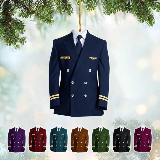 Custom Name Pilot Uniform Christmas Ornament Style 2