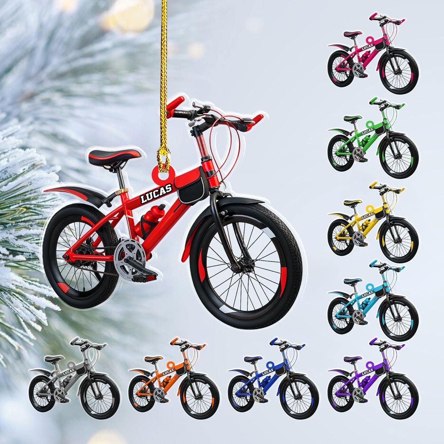 Custom Name Cycling Acrylic Ornament – Personalized Bike Gift, Christmas Tree Keepsake for Cycling Enthusiasts TC39