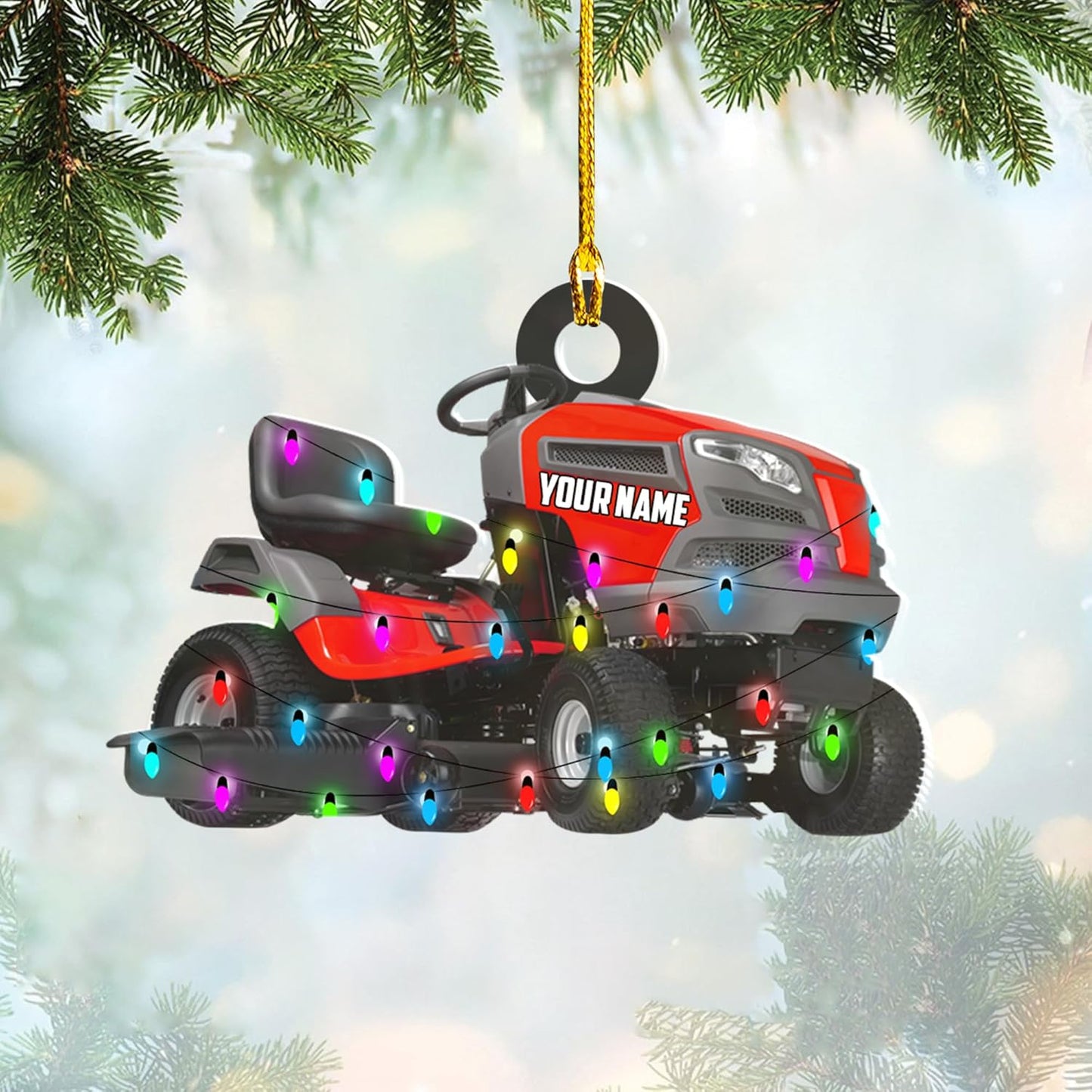 Personalized Lawn Mower Christmas Ornament | Custom Lawn Care Holiday Tree Decoration for Gardeners & Landscapers TG104