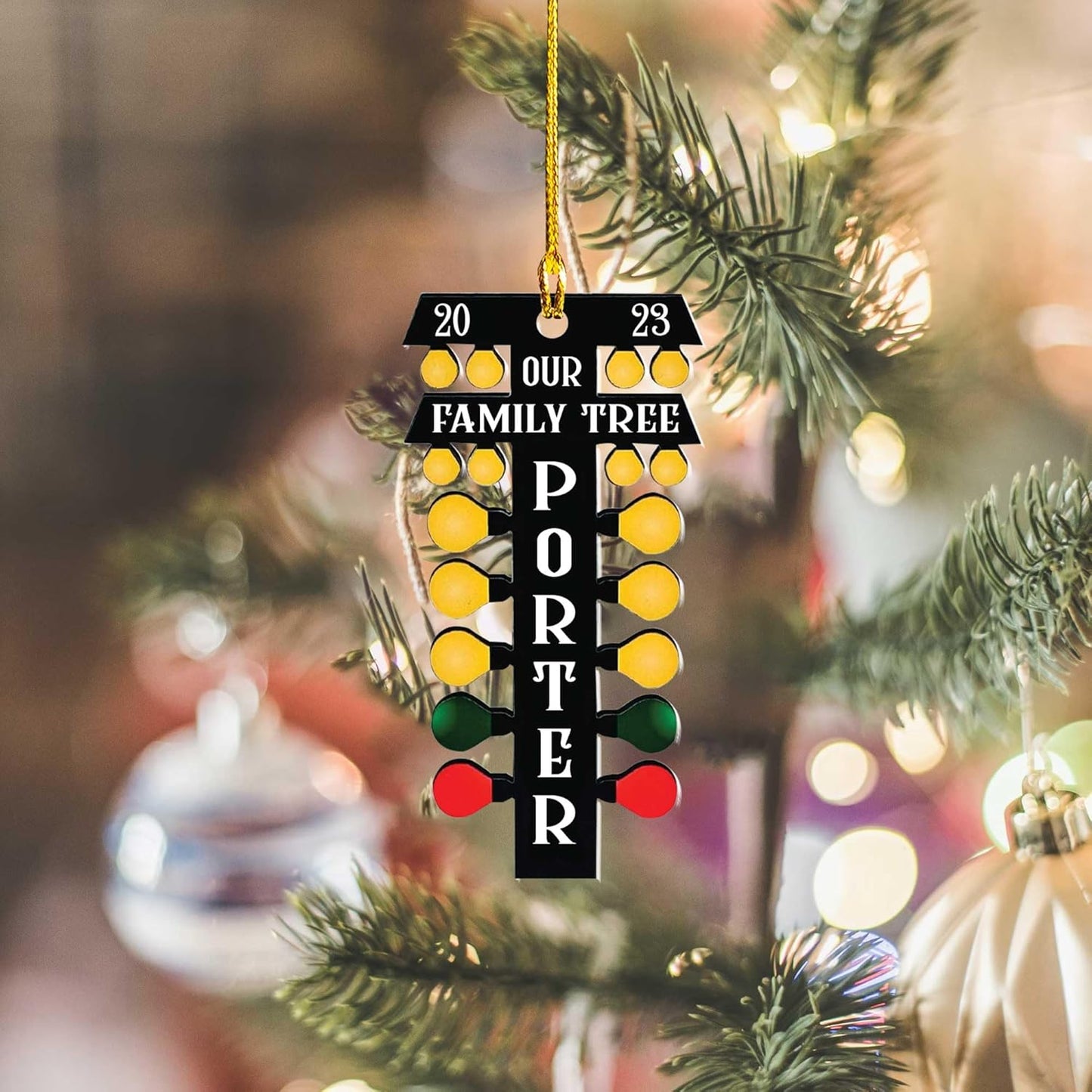 Personalized Racing Car Ornament – Custom Acrylic Drag Racing Christmas Decoration, Gift for Car Lovers and Drivers TR30