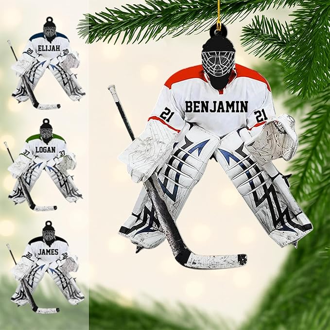 Personalized ice Hockey Ornament N06