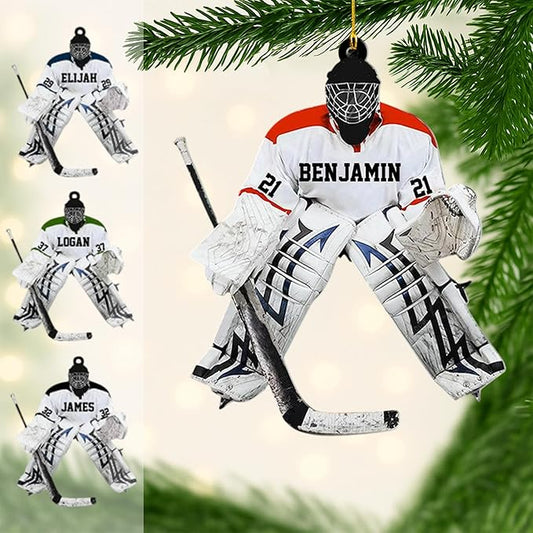 Personalized ice Hockey Ornament N06