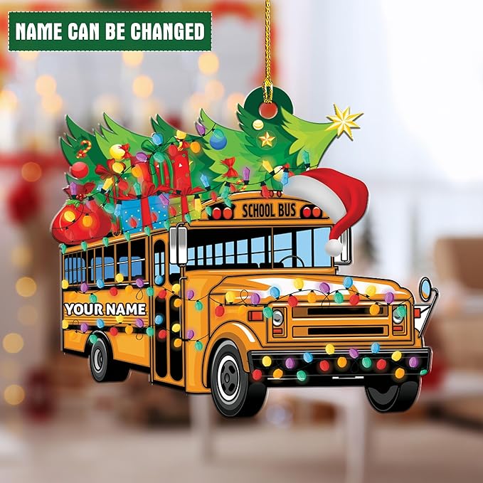 Personalized School Bus Ornament - Bus Driver Christmas Gift L8