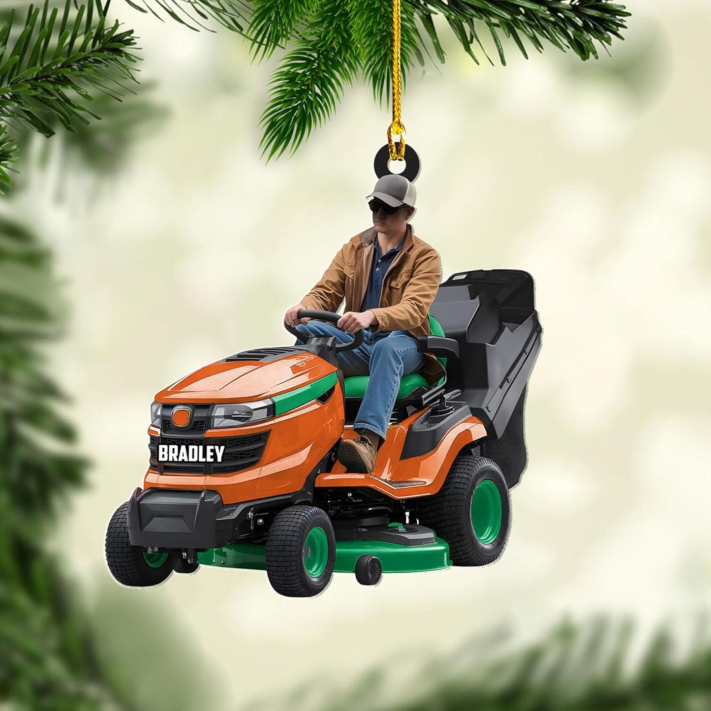 Custom Photo Lawn Mower Christmas Ornament | Personalized Gardening Holiday Keepsake Gift for Gardeners & Lawn Care Workers TG68