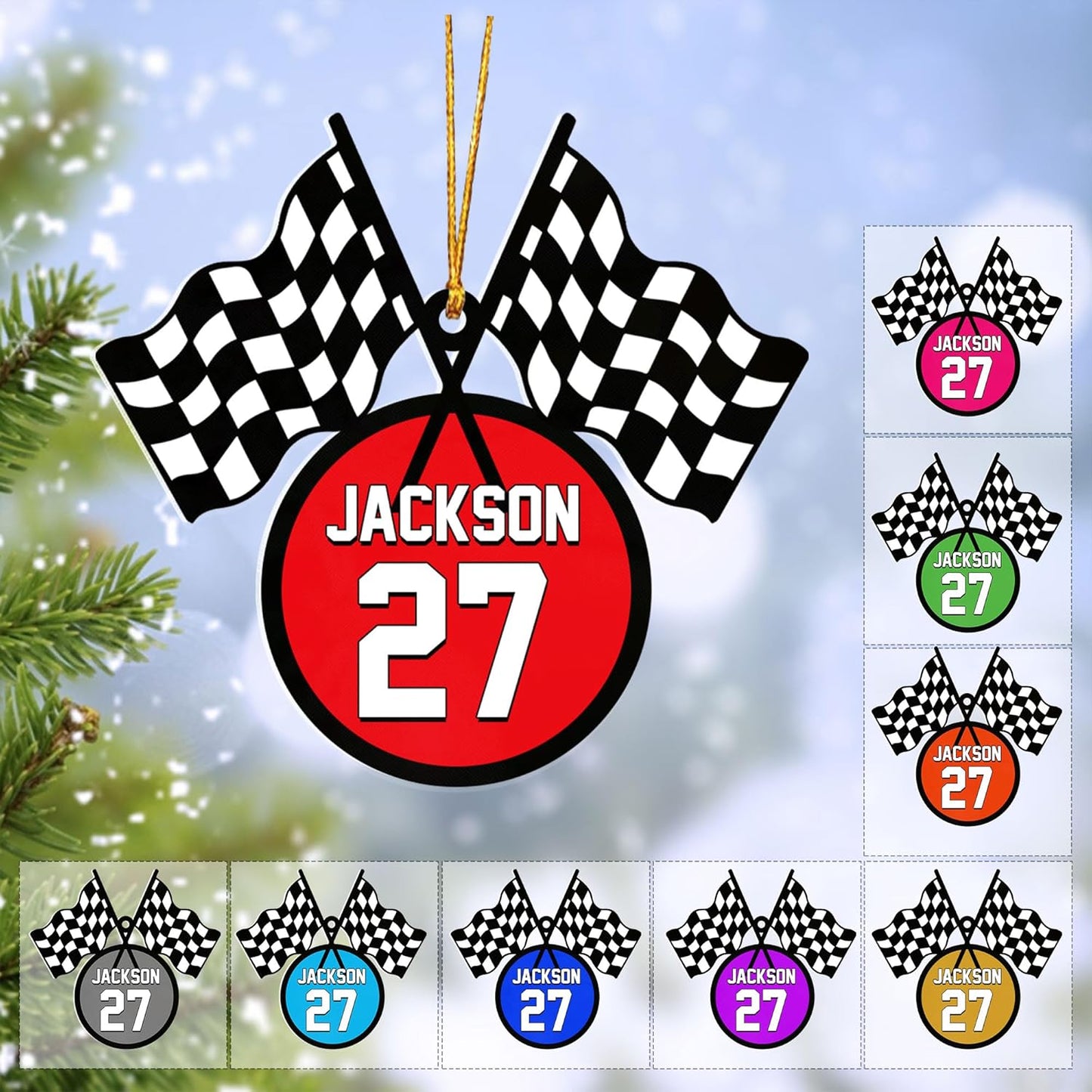 Personalized Racing Car Ornament – Custom Acrylic Drag Racing Christmas Decoration, Gift for Car Lovers and Drivers TR20