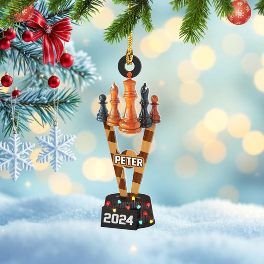 Personalized Name Chess Ornament Gift for Men Women Chess Team Player N22