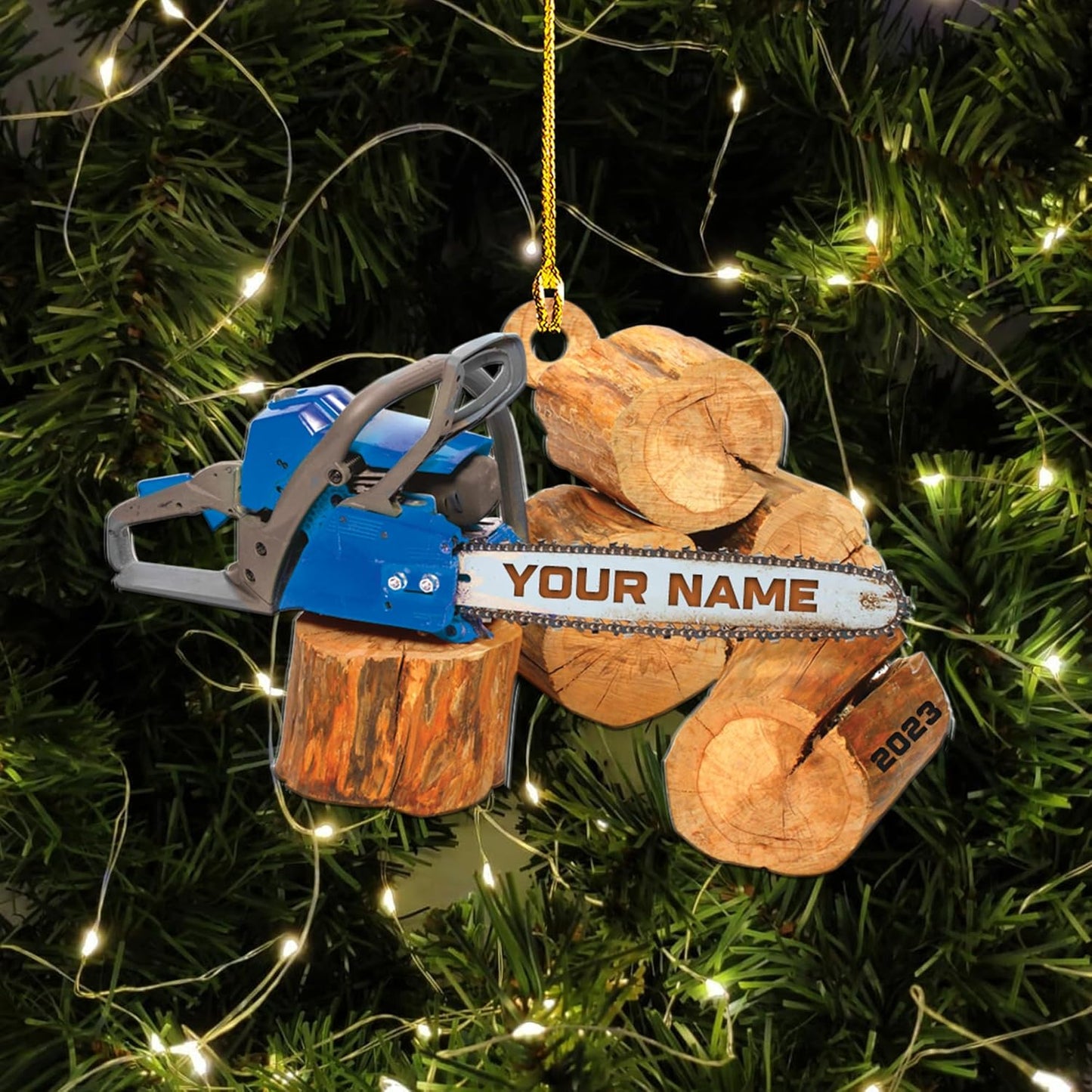 Personalized Chainsaw Ornament – Carpenter Lumberjack Christmas Ornament H6