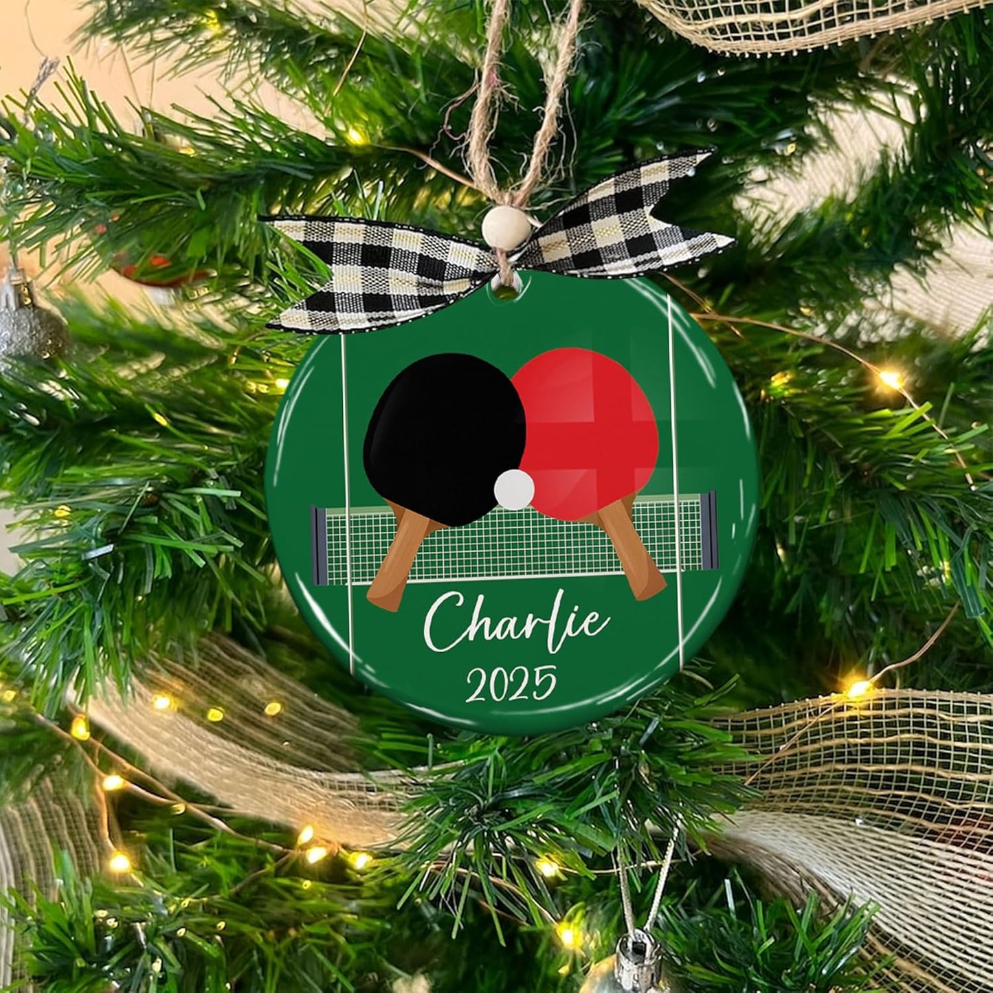 Custom Ping Pong Christmas Ceramic Ornament – Personalized Ceramic Table Tennis Gift, Sport Holiday Tree Decoration, Unique Ping Pong Player Keepsake TT23