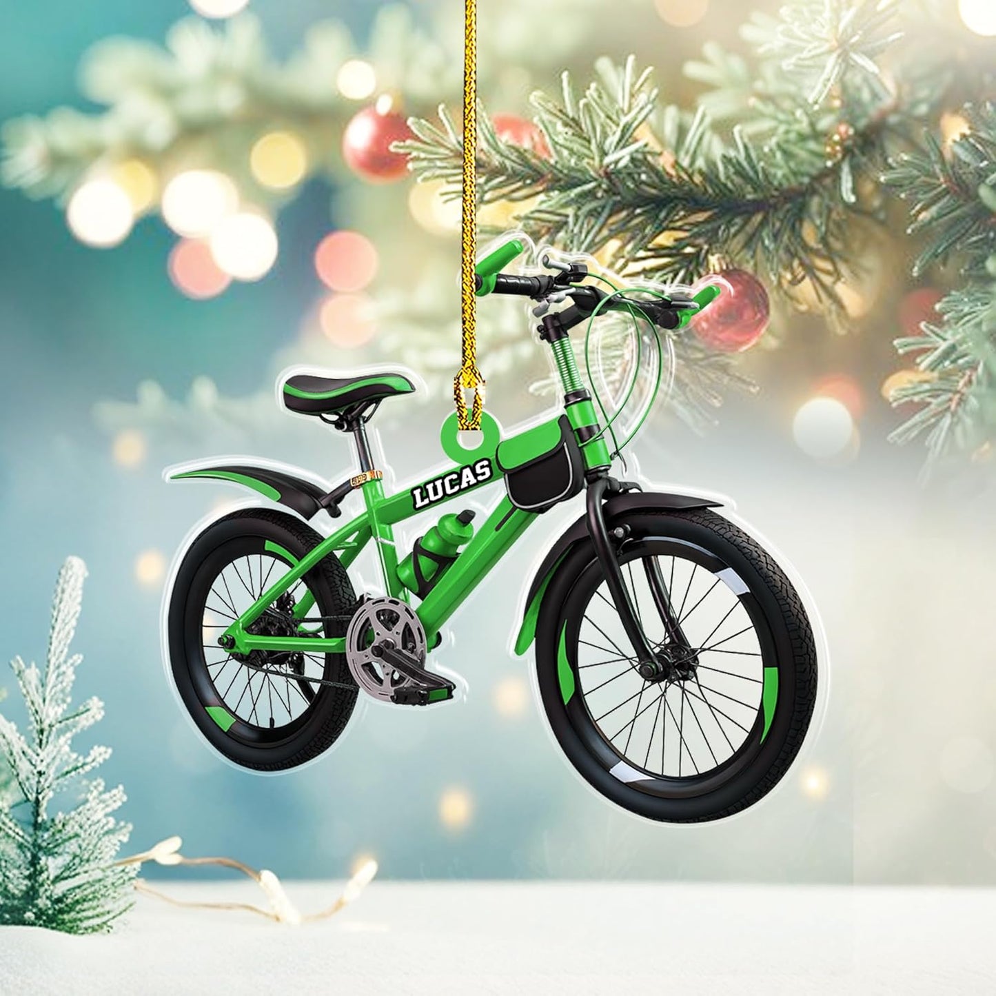 Custom Name Cycling Acrylic Ornament – Personalized Bike Gift, Christmas Tree Keepsake for Cycling Enthusiasts TC39