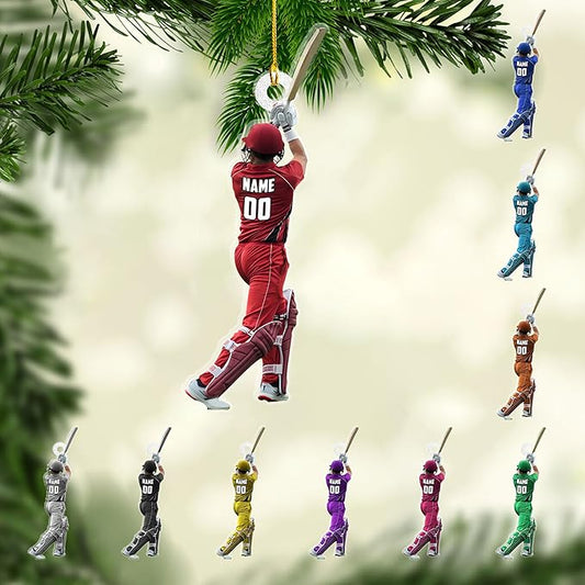 Personalized Cricket Christmas Ornament 2025, Custom Cricket Bat Ornament NO6