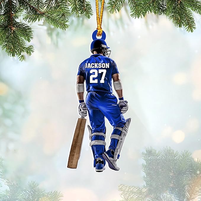 Personalized Cricket Christmas Ornament 2025, Custom Cricket Bat Ornament N19