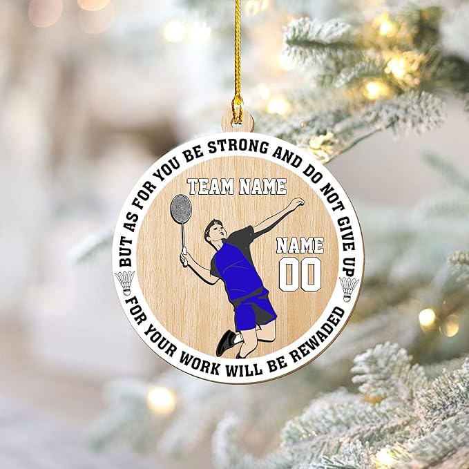 Personalized Badminton Ornament, Custom Christmas Gift for Players, Sports Lovers LL7