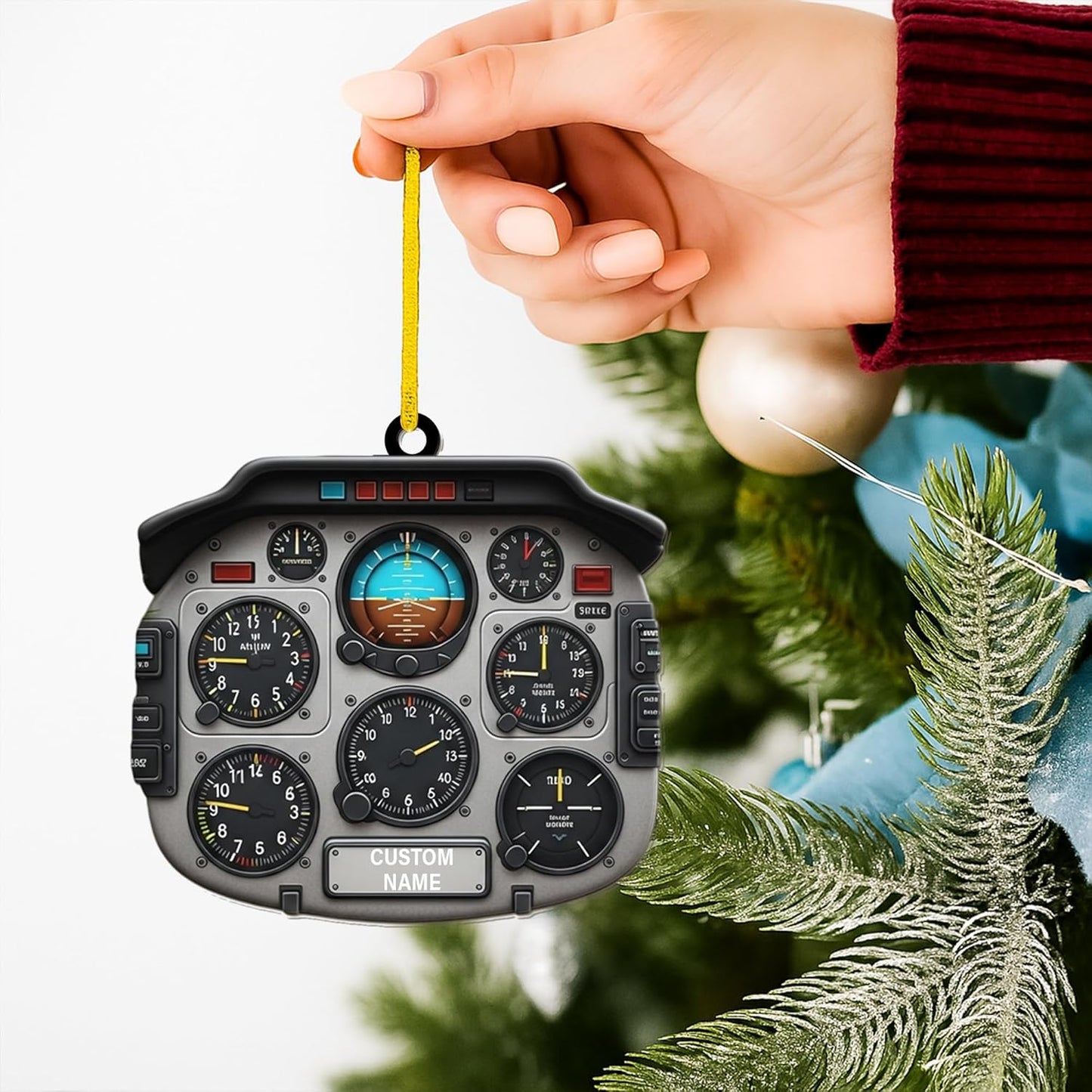 Personalized Pilot Cockpit Christmas Ornament