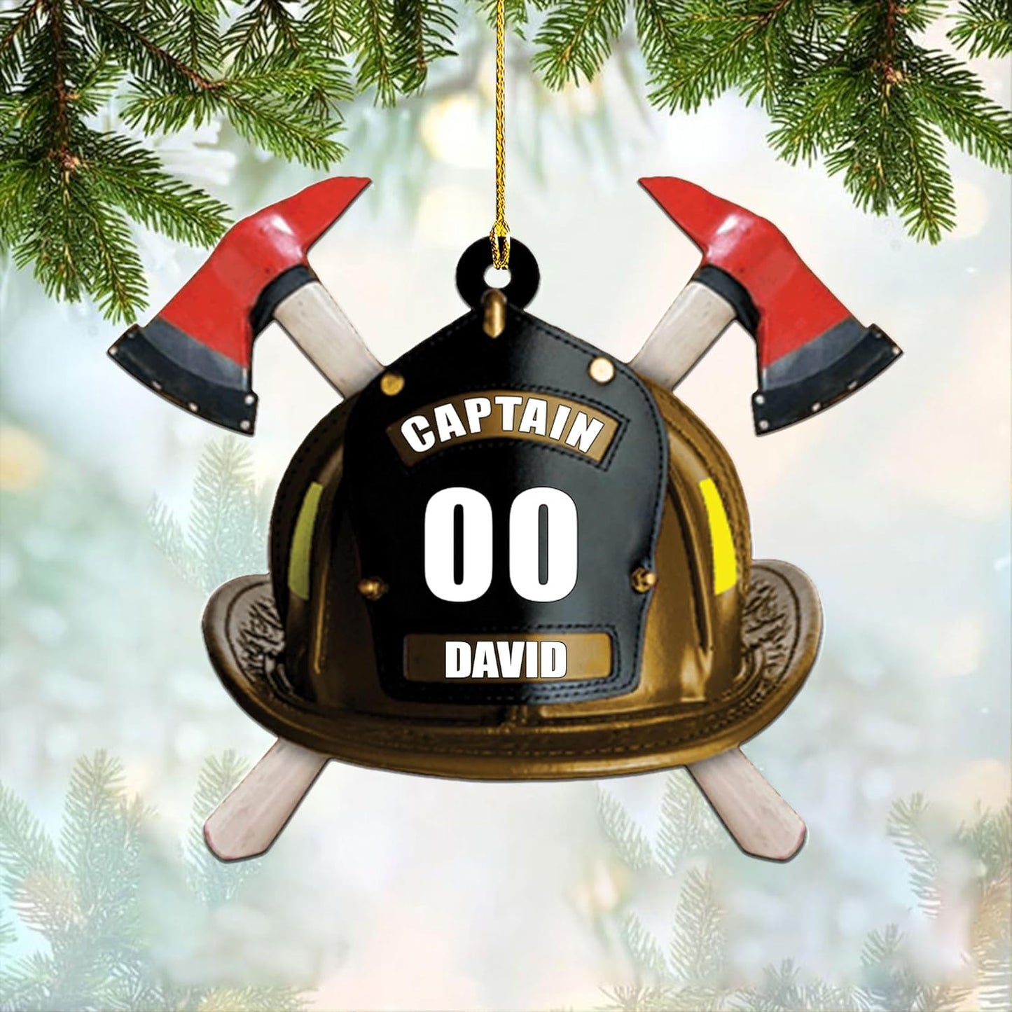 Personalized Firefighter Helmet Christmas Ornament