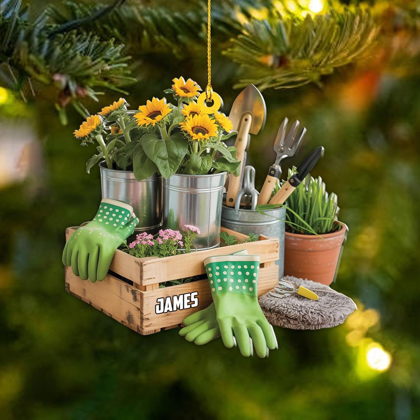 Custom Name Garden Equipment Ornament | Gardener Christmas Tree Decor Gift for Plant & Nature Lovers TG76