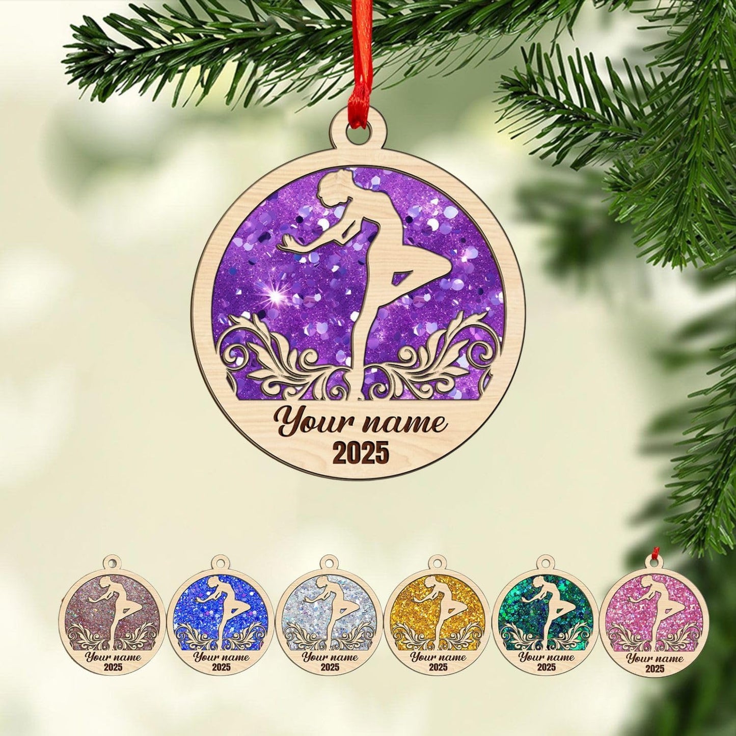 Personalized Name Gymnastics Ornament 2025, Girl Gymnast Ornaments  for Xmas C12