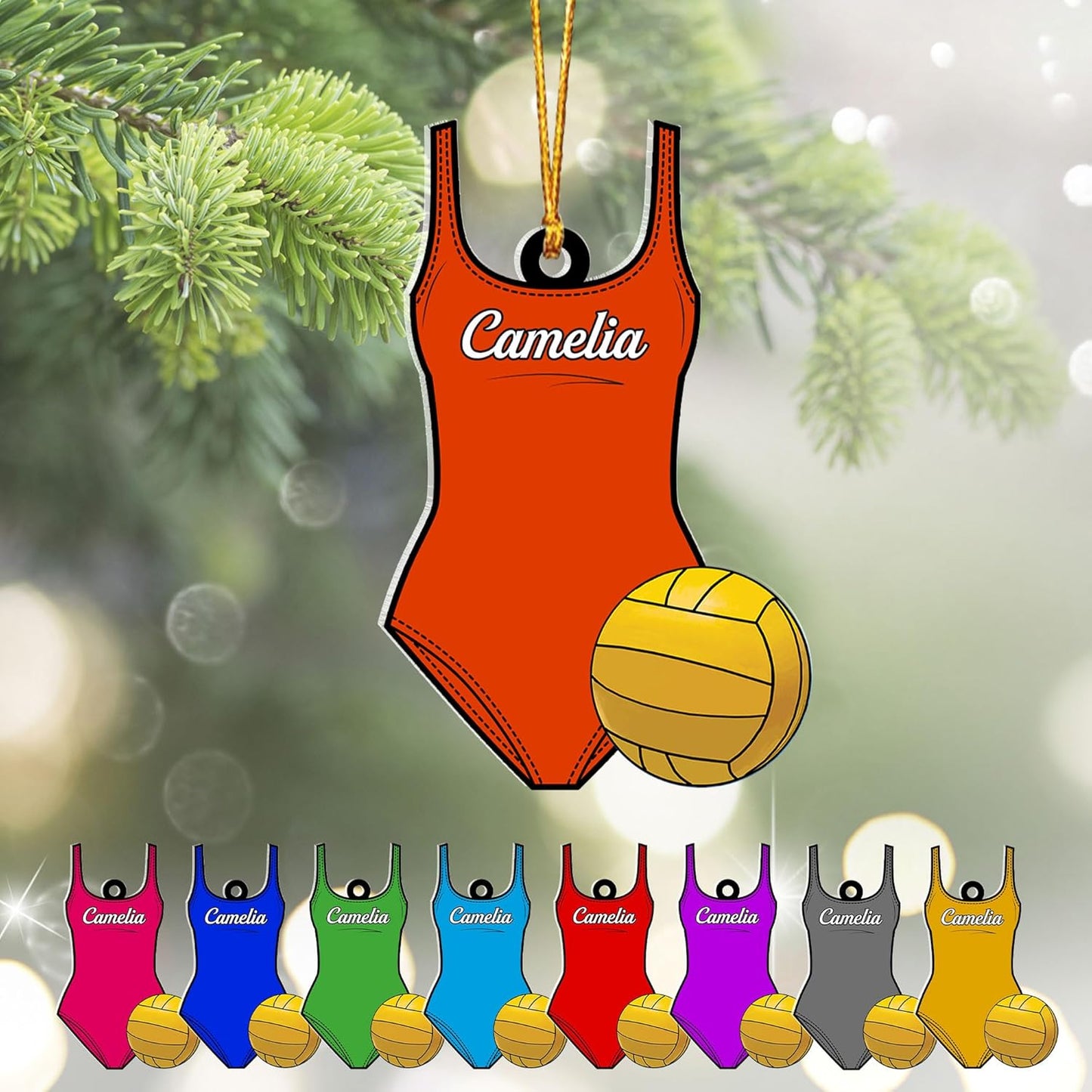 Personalized Water Polo Christmas Ornament – Custom Name Acrylic Water Polo Ball Ornament, Sport Holiday Tree Decoration TW14
