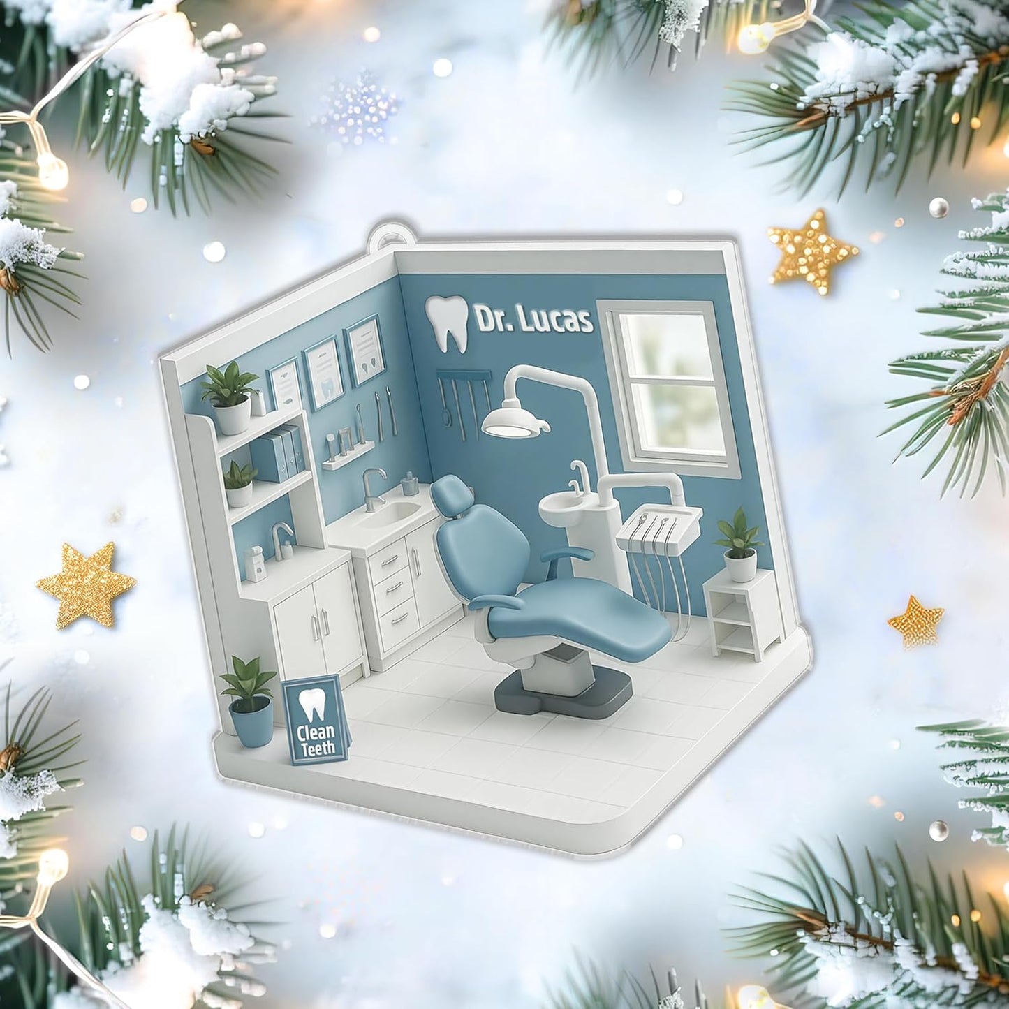 Custom Dentist Office Christmas Ornament Style 7