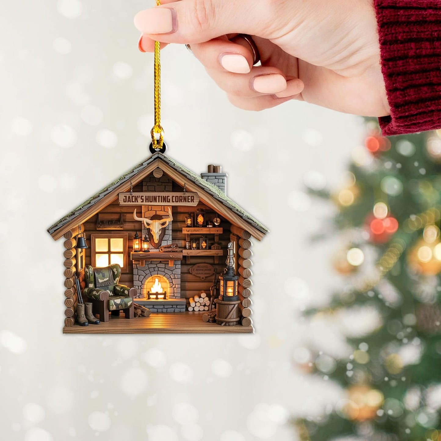 Personalized Hunting Ornament, Hunter Christmas Acrylic Ornament 2025 T11