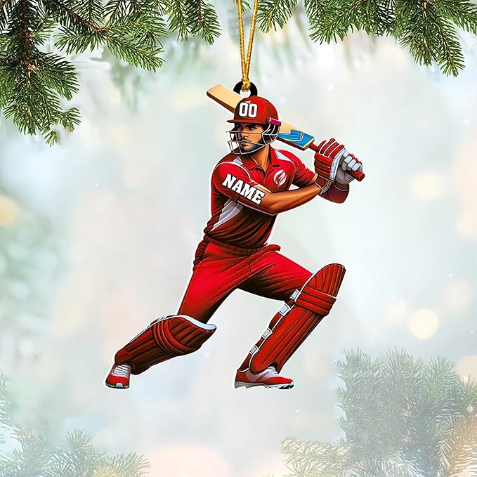 Personalized Cricket Christmas Ornament 2025, Custom Cricket Bat Ornament N25