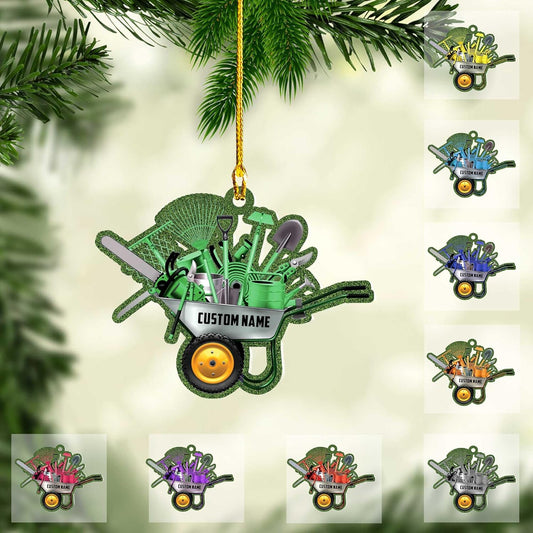 Personalized Gardening Acrylic Ornament – Custom Name Garden Tools Christmas Tree Decoration for Gardeners & Plant Lovers TG8