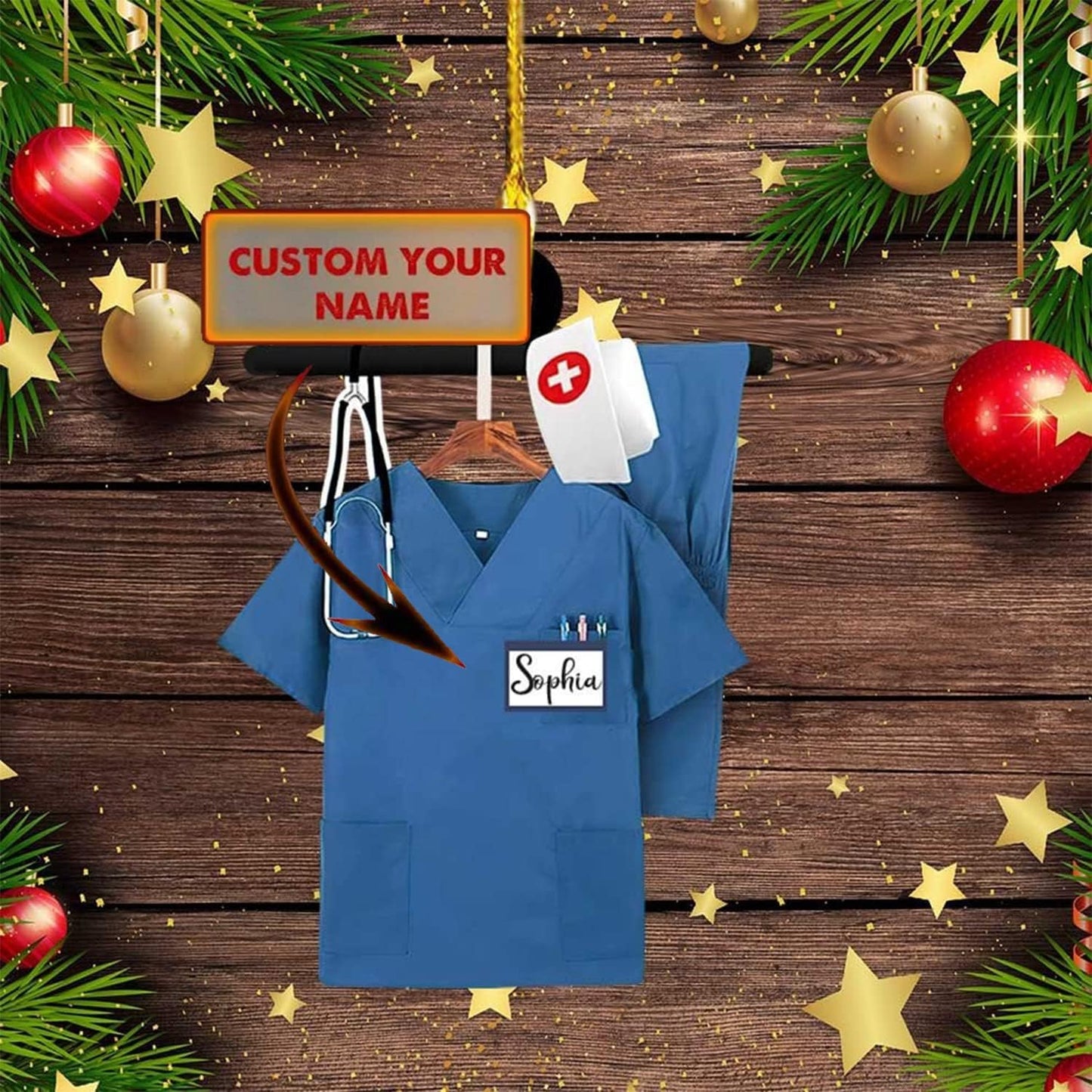 Custom Nurse Uniform Ornament - Nurse Christmas Ornament Design 16