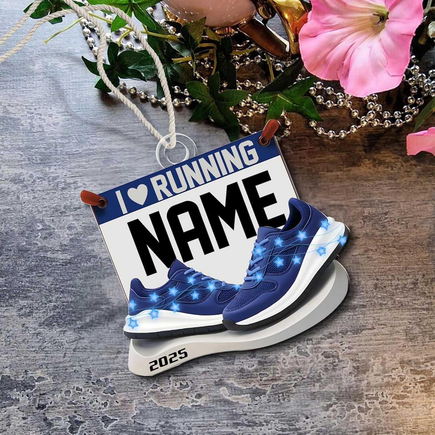 Personalized Running Ornament – Custom Marathon Acrylic Ornament, Runner Christmas Gift, Race Finisher Decoration TM5