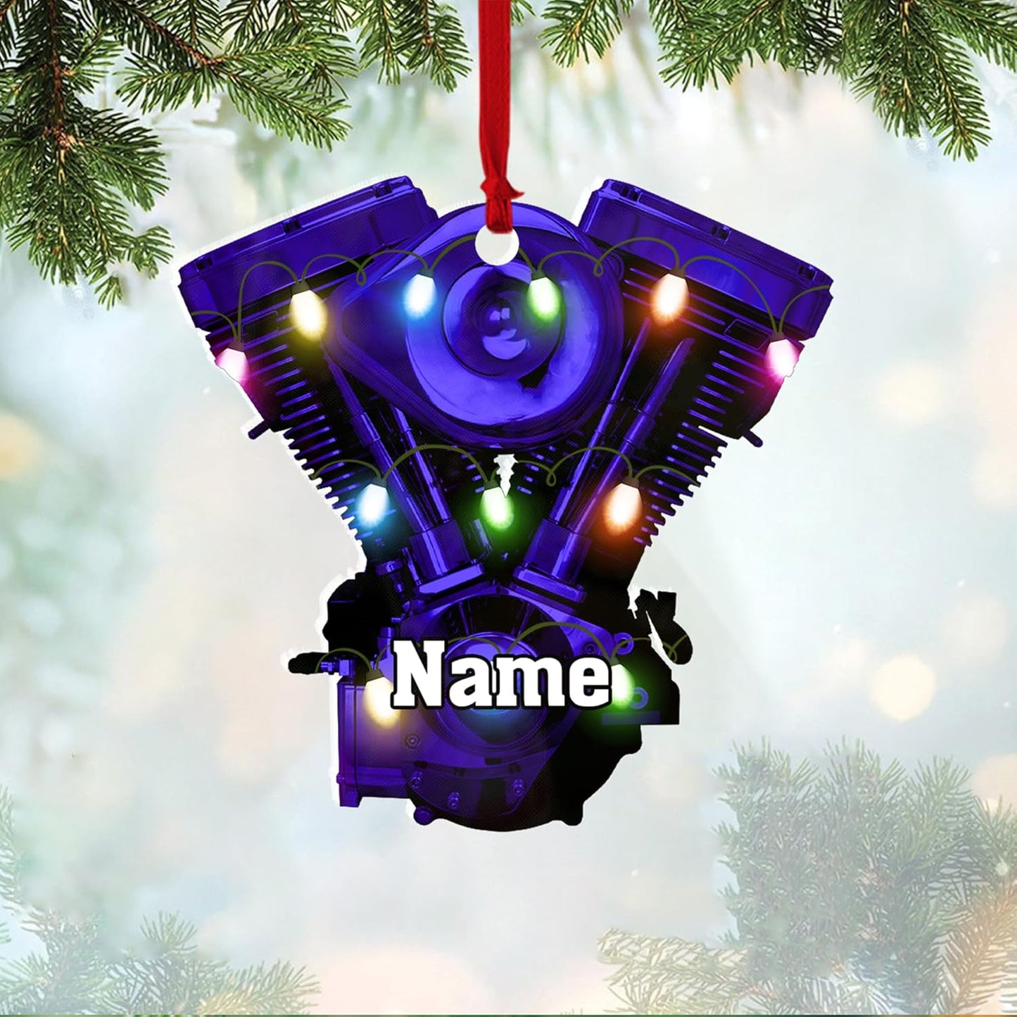Custom Drag Racing Ornament – Personalized Hot Rod Engine Acrylic Christmas Decoration, Mechanic Gift for Car Lovers TDR6