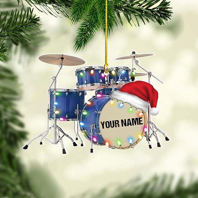 Custom Drum Set Ornament - Acrylic Christmas Gift for Drummers & Music Lovers LL13